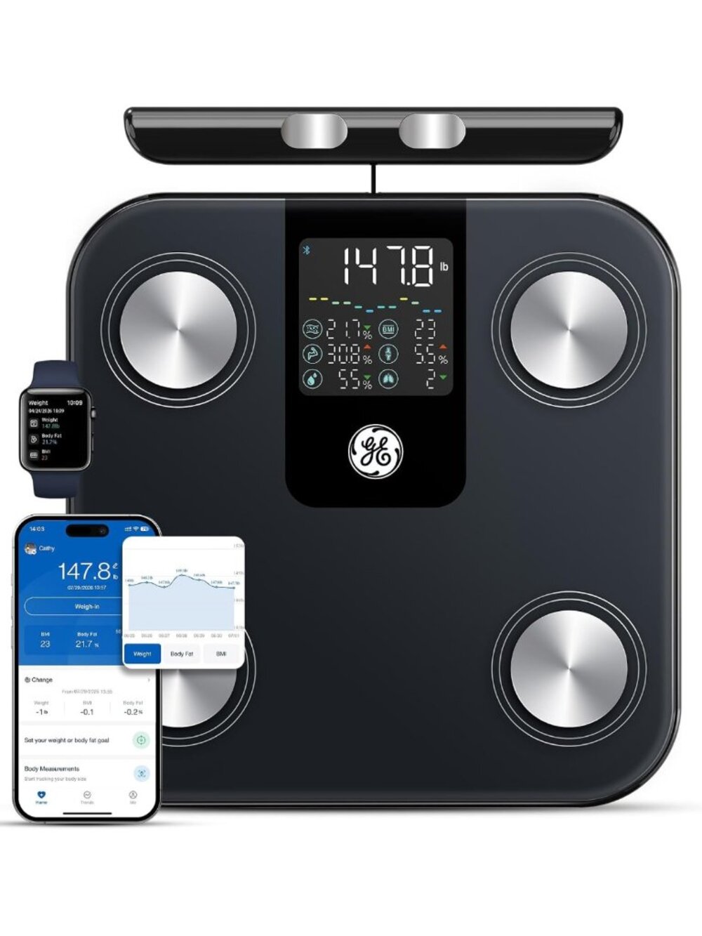 GE Smart Scale for Body Weight: Full-Body Composition Analysis, Black 11